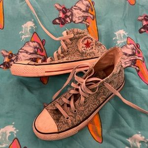 Sky Blue & White Goldfish Pattern High Top Converse All Stars